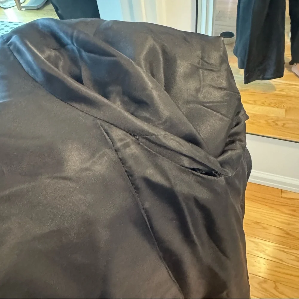 Theory wool cashmere angora Black Long Coat single breasted size small back slit - Picture 3 of 5